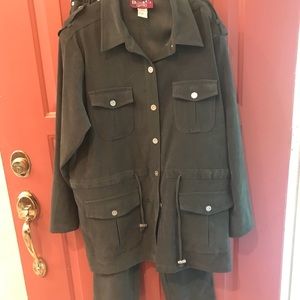Denim & Co Green Jacket size L and Matching Pants size M